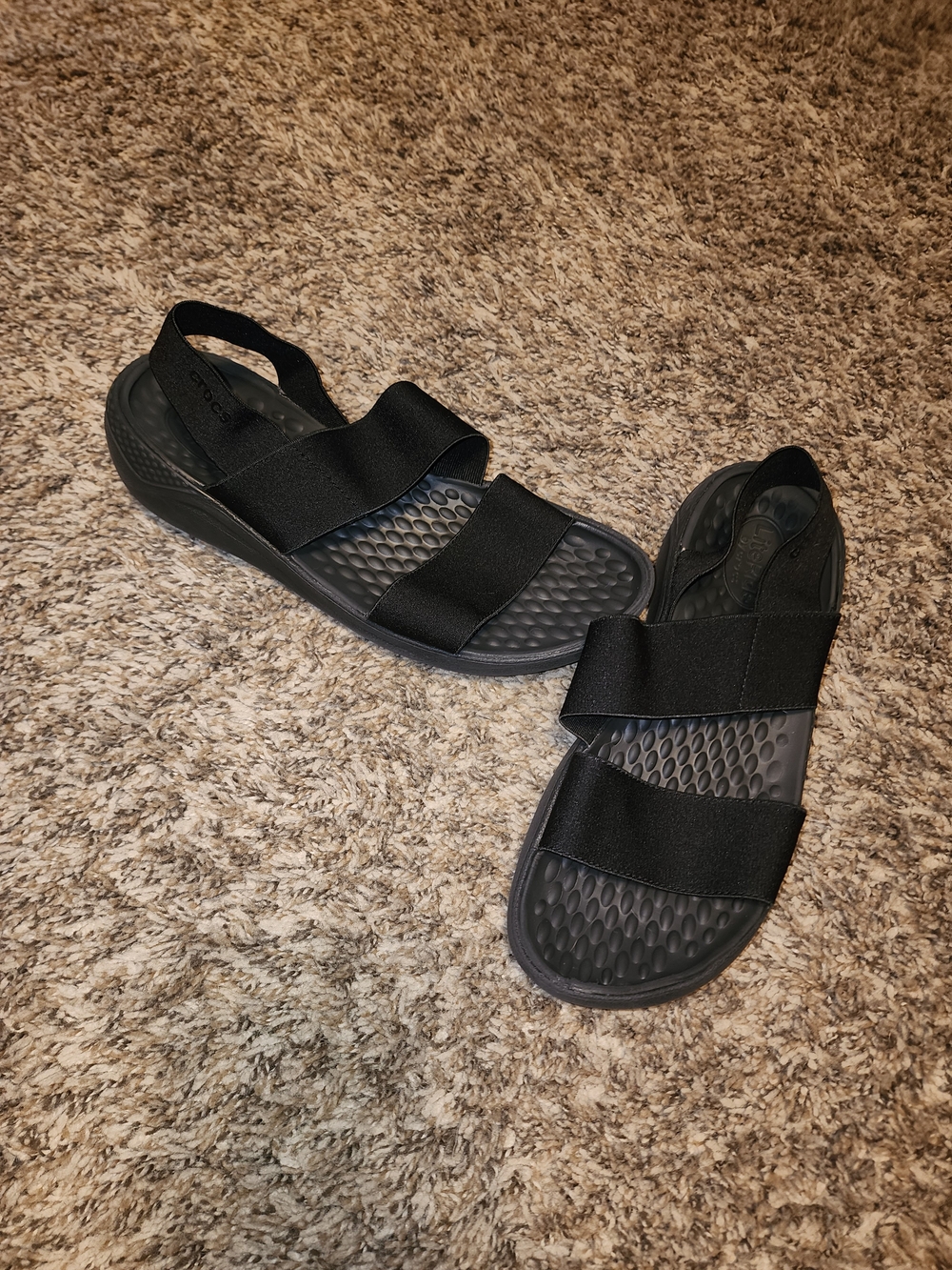 CROCS Women's Black Dual-Strap Backstrap Sandals
